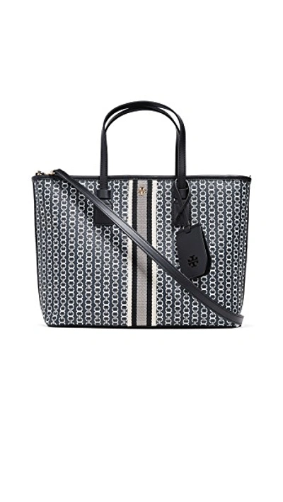 Shop Tory Burch Gemini Link Canvas Small Tote In Black Gemini Link