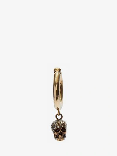Shop Alexander Mcqueen Skull Hoop Earring In Pale Gold