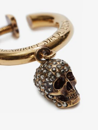 Shop Alexander Mcqueen Skull Hoop Earring In Pale Gold