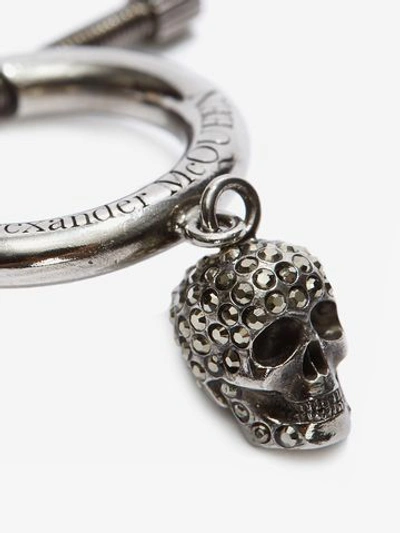 Shop Alexander Mcqueen Skull Hoop Earring In Silver