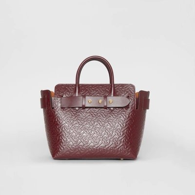 Shop Burberry The Small Monogram Leather Triple Stud Belt Bag In Oxblood