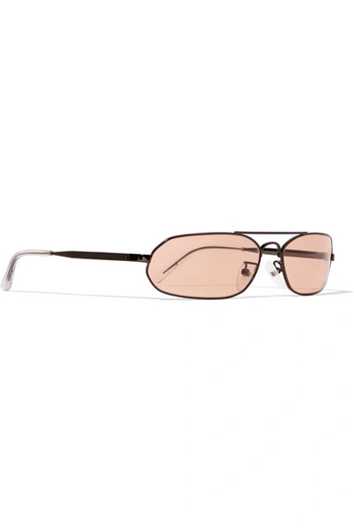 Shop Balenciaga Agent Oval-frame Metal Sunglasses In Orange