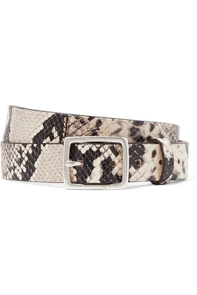 Shop Rag & Bone Boyfriend Snake-effect Leather Belt In Beige