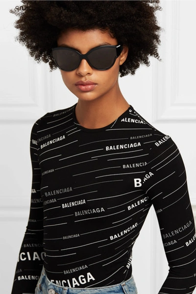 Shop Balenciaga Unlimited Cat-eye Acetate Sunglasses In Black