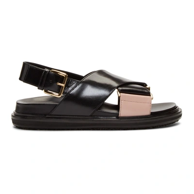 Shop Marni Black And Pink Fussbett Sandals In Zi737 Black