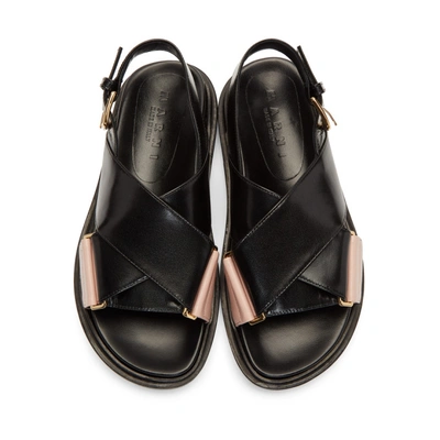 Shop Marni Black And Pink Fussbett Sandals In Zi737 Black