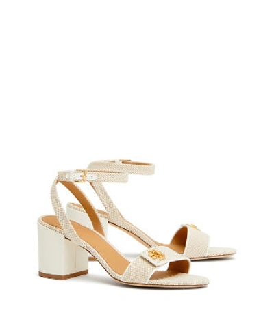 Shop Tory Burch Kira Canvas Sandals In Natural / Perfect Ivory