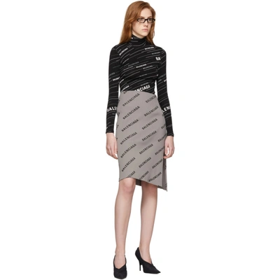 Shop Balenciaga Grey Ribbed Logo Skirt