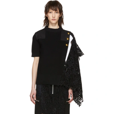 Shop Sacai Black Knit Lace Sweater In 001 Black