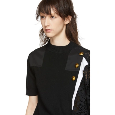 Shop Sacai Black Knit Lace Sweater In 001 Black