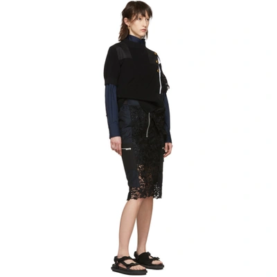 Shop Sacai Black Knit Lace Sweater In 001 Black