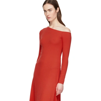 Shop Rosetta Getty Red Off-shoulder Flare Dress In Poppy