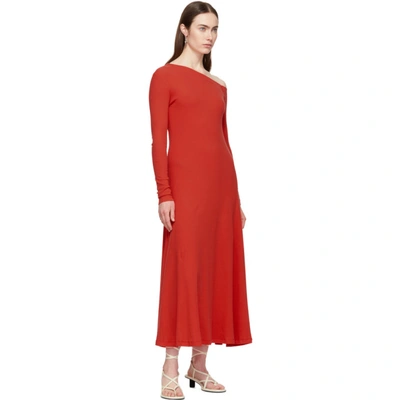 Shop Rosetta Getty Red Off-shoulder Flare Dress In Poppy