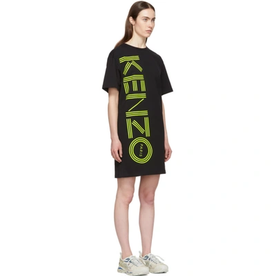 Shop Kenzo Black Logo T-shirt Dress In 99b -black