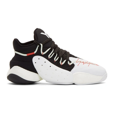 Shop Y-3 Black And White Byw B-ball Sneakers In Blkwhtred