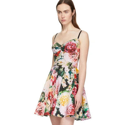 Shop Dolce & Gabbana Dolce And Gabbana Multicolor Peonies Bustier Dress In Hnt68 Pink