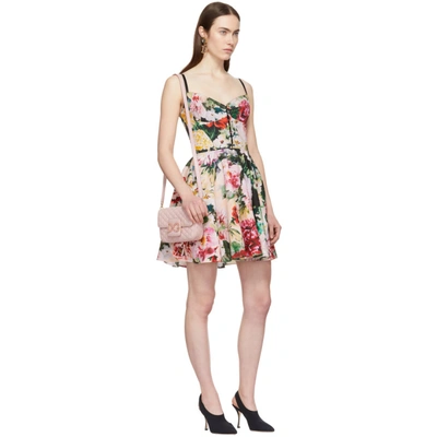 Shop Dolce & Gabbana Dolce And Gabbana Multicolor Peonies Bustier Dress In Hnt68 Pink