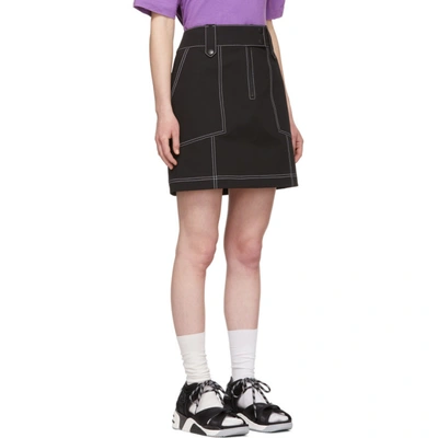Shop Kenzo Black Topstitch Miniskirt In 99 - Black