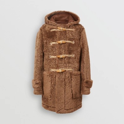 Shop Burberry Shearling Duffle Coat In Taupe