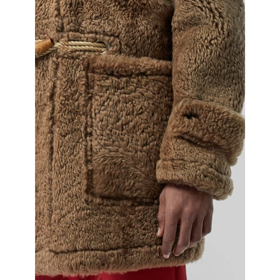 Shop Burberry Shearling Duffle Coat In Taupe