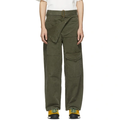 Shop Jw Anderson Khaki Fold Front Utility Trousers