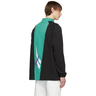 Shop Reebok Classics Black And Green Half-zip Pullover