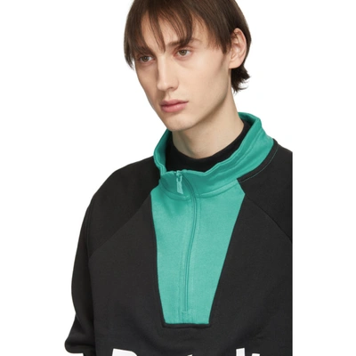 Shop Reebok Classics Black And Green Half-zip Pullover