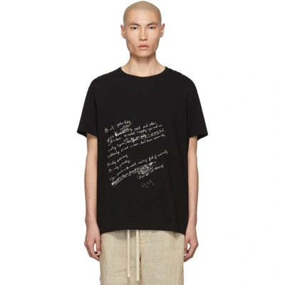 Shop Yohji Yamamoto Black Letter T-shirt