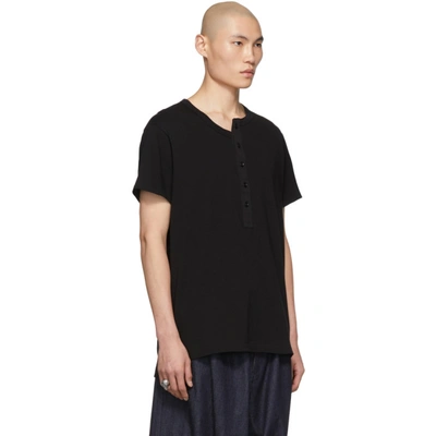 Shop Yohji Yamamoto Black Off Collar Henley