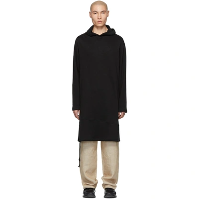 Shop Yohji Yamamoto Black Long Hoodie