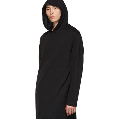 Shop Yohji Yamamoto Black Long Hoodie