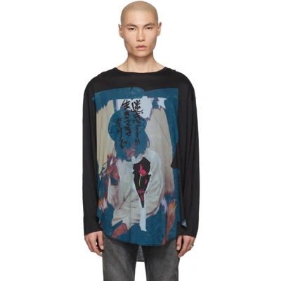 Shop Yohji Yamamoto Black Yohji Face Long Sleeve T-shirt