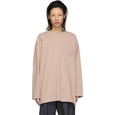 Shop Lemaire Pink Heavy Cotton Long Sleeve T-shirt In 310 Smk Pin