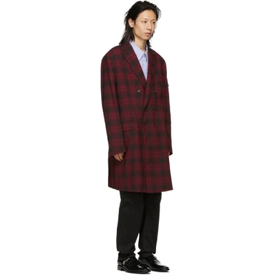 Shop Balenciaga Red And Black Washed Coat In Red/black