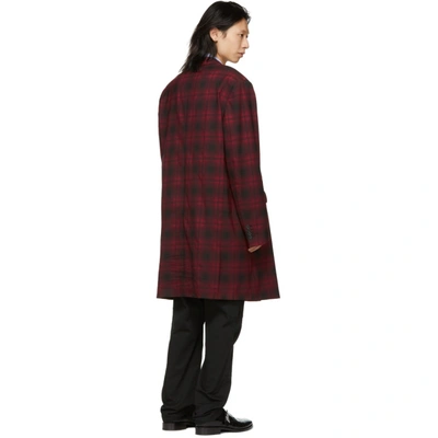 Shop Balenciaga Red And Black Washed Coat In Red/black