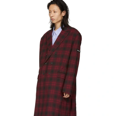 Shop Balenciaga Red And Black Washed Coat In Red/black