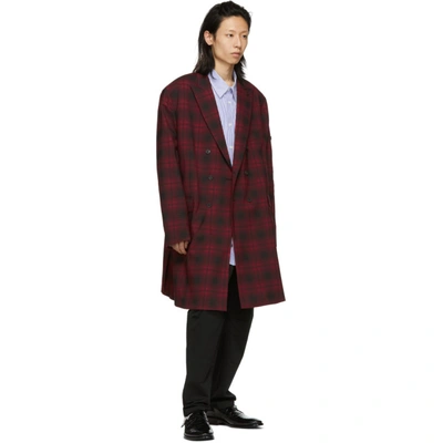 Shop Balenciaga Red And Black Washed Coat In Red/black