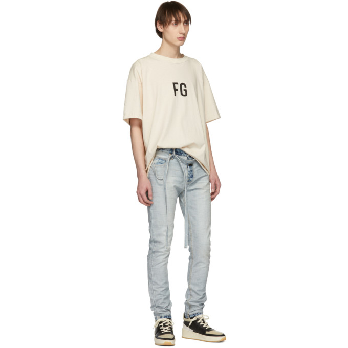 Fear Of God Ssense Exclusive Off-white Fg T-shirt In Cream/black | ModeSens