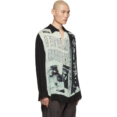 Shop Yohji Yamamoto Black Newspaper Print Shirt