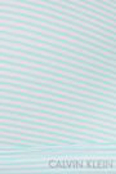 Shop Calvin Klein Underwear Woman Striped Stretch-cotton Jersey Soft-cup Triangle Bra Mint