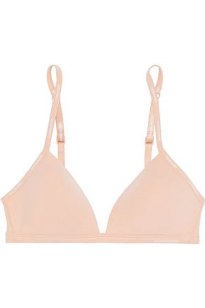 Shop Calvin Klein Underwear Woman Stretch-cotton Soft-cup Triangle Bra Blush