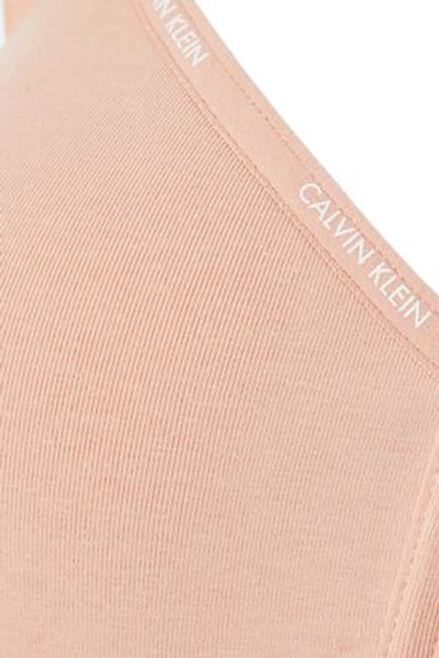 Shop Calvin Klein Underwear Woman Stretch-cotton Soft-cup Triangle Bra Blush
