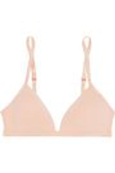 Shop Calvin Klein Underwear Woman Stretch-cotton Soft-cup Triangle Bra Blush