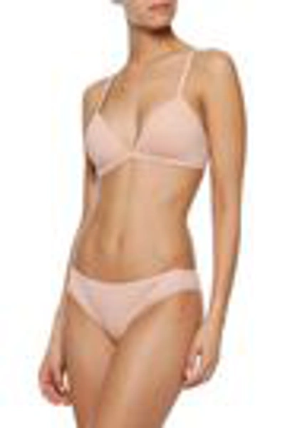 Shop Calvin Klein Underwear Woman Stretch-cotton Soft-cup Triangle Bra Blush