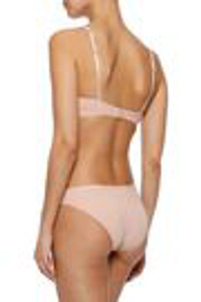 Shop Calvin Klein Underwear Woman Stretch-cotton Soft-cup Triangle Bra Blush