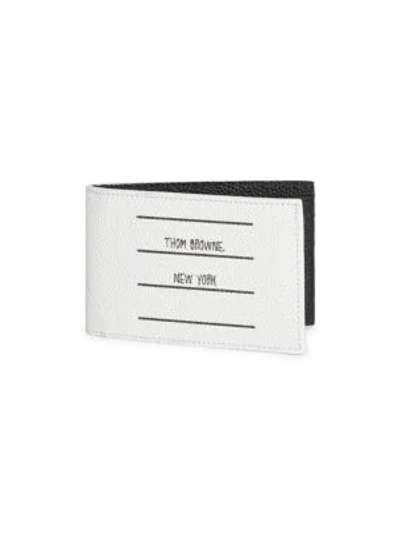Shop Thom Browne Tbny Label Bi-fold Leather Wallet In Black