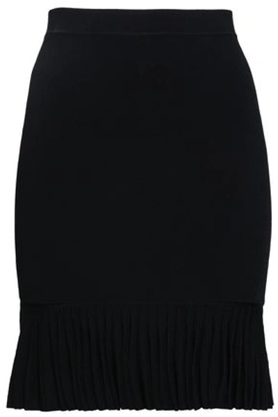 Shop Alexander Wang Woman Pleated Stretch-knit Mini Skirt Black