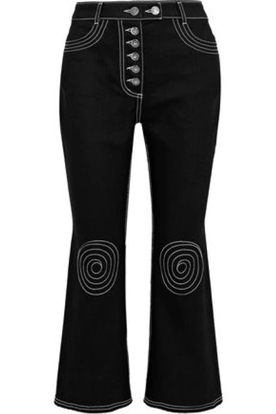 Shop Ellery Woman Orphism Embroidered High-rise Kick-flare Jeans Black