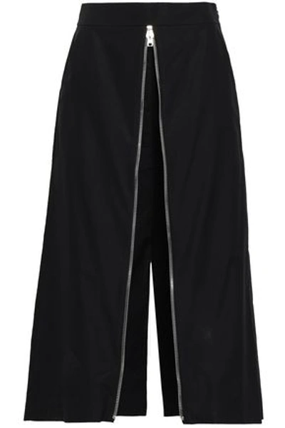 Shop Alexander Wang Woman Zip-detailed Pleated Cotton-poplin Culottes Black