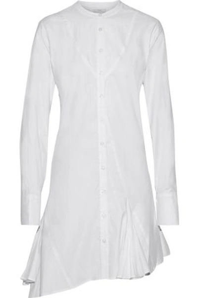 Shop Tome Woman Asymmetric Pleated Cotton-poplin Mini Shirt Dress White